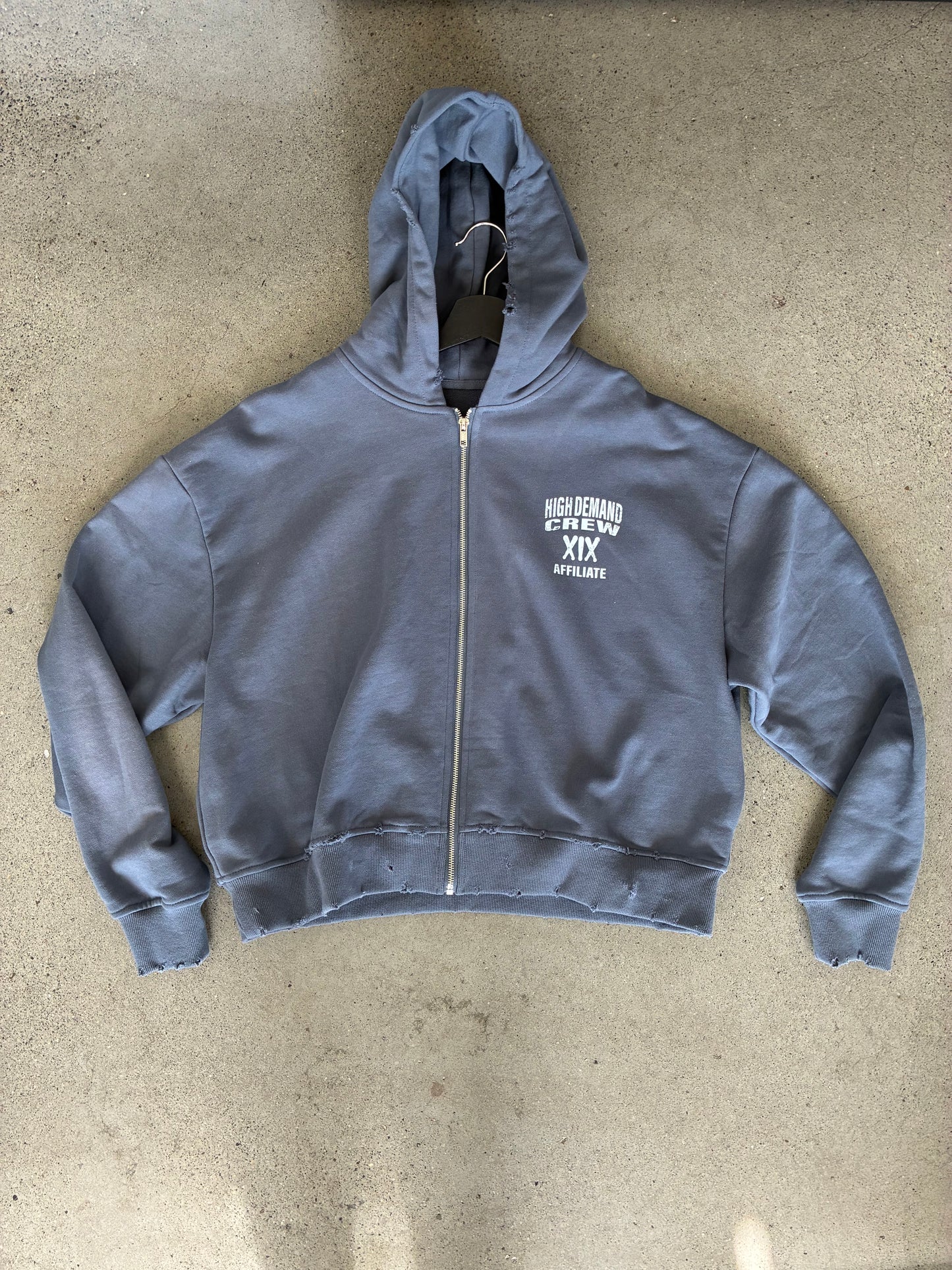 XIX HDC CROPPED & DISTRESSED HOODIE SZ S