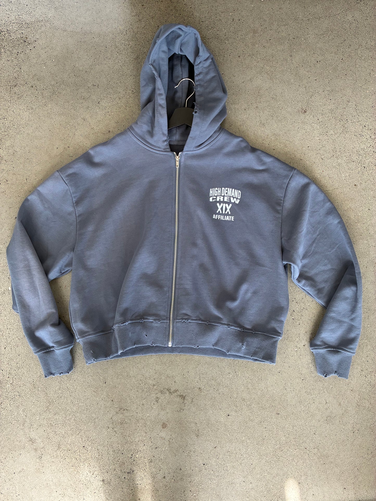 XIX HDC CROPPED & DISTRESSED HOODIE SZ S